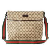 グッチ/GUCCI メンズ GGキャンバス ショルダーバッグ ベージュ×ダークブラウン 2014年秋冬新作 189751-F4F5R-9791