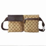 グッチ/GUCCI バッグ メンズ GGキャンバス ボディバッグ ウエストバッグベージュ×ダークブラウン 28566R-FTASR-8588